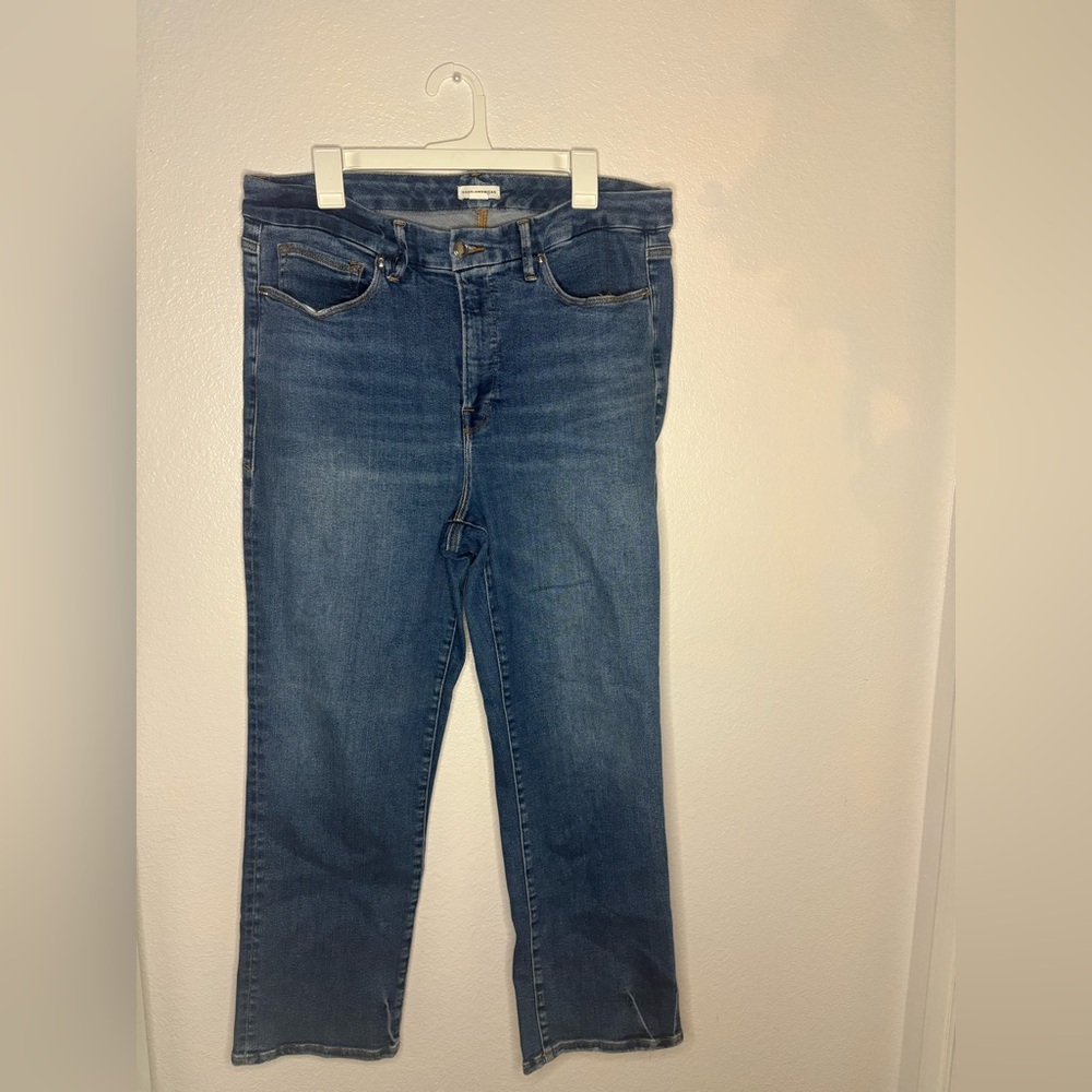 Good American Women's Straight Leg Blue Jeans